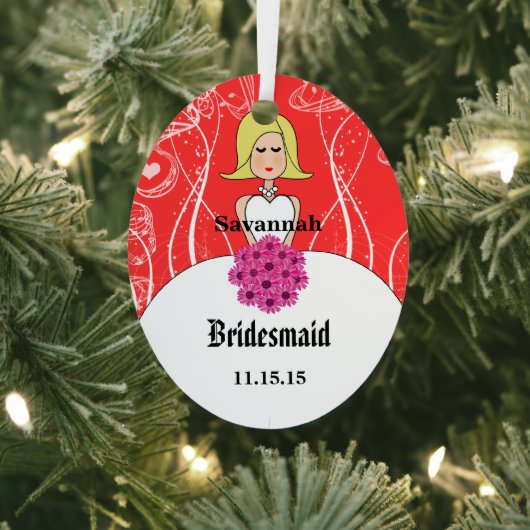 明るい赤紫色&コーラル結婚ズガウンブリデスメイドオーナメント メタルオーナメント (インサイチュ)