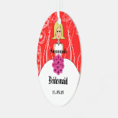 明るい赤紫色&コーラル結婚ズガウンブリデスメイドオーナメント メタルオーナメント (正面左)