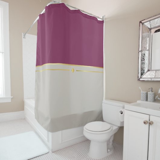 明るい赤紫色&タウペヘブン シャワーカーテン (インサイチュ)