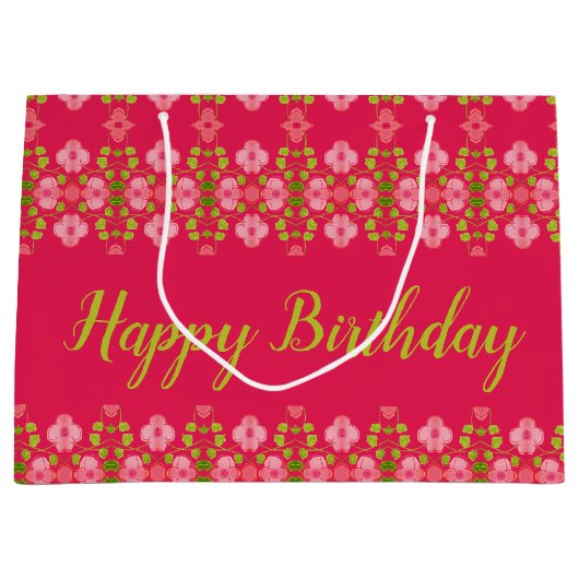 明るい赤紫色(ピンクフローラ) ラージペーパーバッグ (正面)