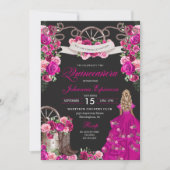 明るい赤紫色&ブラック女性のカーボーイウエスタンチャロキンセアニェラ 招待状 (正面)