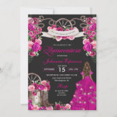 明るい赤紫色&ブラック女性のカーボーイウエスタンチャロキンセアニェラ 招待状 (正面)