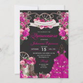 明るい赤紫色&ブラック女性のカーボーイウエスタンチャロキンセアニェラ 招待状 (正面)