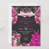 明るい赤紫色&ブラック女性のカーボーイウエスタンチャロキンセアニェラ 招待状 (正面)