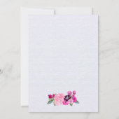 明るい赤紫色&プラムフローラブライダルシャワー 招待状 (裏面)