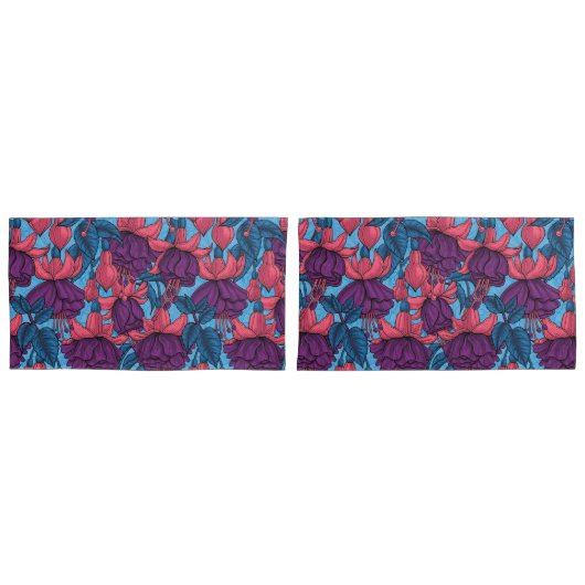 明るい赤紫色 枕カバー (正面-セット)