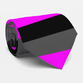 明るい赤紫色、黒いおよび灰色の厚いストライプのタイ ネクタイ (ロール)