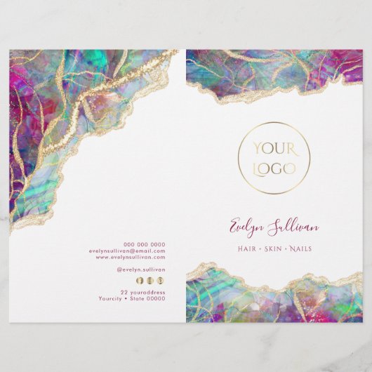 明るい赤紫色aquamarine opalサービスメニューパンフレット (正面)