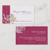 明るい赤紫色nホワイトサッシヨガスタジオ 名刺 (正面/裏面)