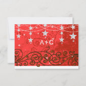明るい赤結婚の星の下RSVP 出欠カード (裏面)