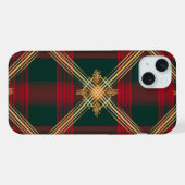 明るい赤緑金クリスマスチェック柄 iPhoneケース (裏面横)