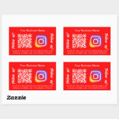 明るい赤色のビジネス名QRコードInstagram 長方形シール (シート)