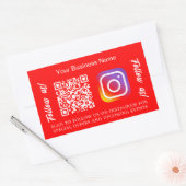 明るい赤色のビジネス名QRコードInstagram 長方形シール (封筒)