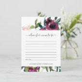 明るい赤面バーガンディフローラアドバイスベビーシャワー エンクロージャーカード (スタンド正面)