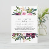 明るい赤面バーガンディフローラバンチ赤ちゃんシャワー 招待状 (スタンド正面)