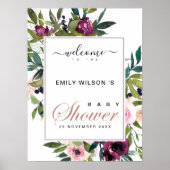 明るい赤面バーガンディフローラベビーシャワーへようこそ ポスター (正面)