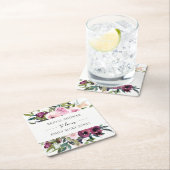 明るい赤面ブルグンフローラ束ブライダルシャワー スクエアペーパーコースター (インサイチュ)