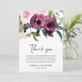 明るい赤面ブルゴーニュ水カラーフローラ束 サンキューカード (スタンド正面)