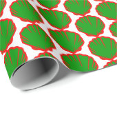 明るい赤/緑のホタテガイ貝殻 ラッピングペーパー (ロールコーナー)