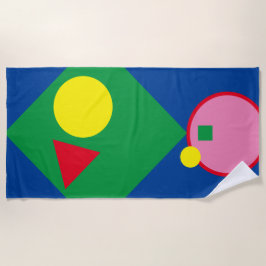明るい赤、黄色、ピンクのジオメトリモダンビーチタオル ビーチタオル
