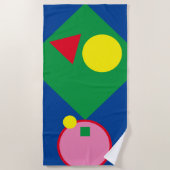 明るい赤、黄色、ピンクのジオメトリモダンビーチタオル ビーチタオル (正面)