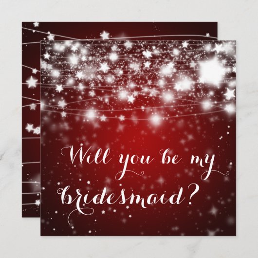 明るい赤 | Starsが私の花嫁のメイド 招待状 (正面/裏面)