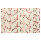 明るい赤ASL I愛パターン（の模様が）あるな生地 ファブリック (ファットクウォーター)