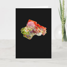 明るい赤Lustrous Wulfenite結晶の追加文字 カード