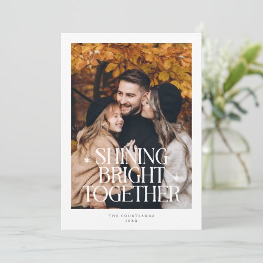 明るい輝く一緒に写真白 シーズンカード (スタンド正面)