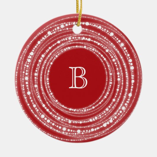 明るい輝メリーきモノグラムクリスマスフォト セラミックオーナメント (正面)