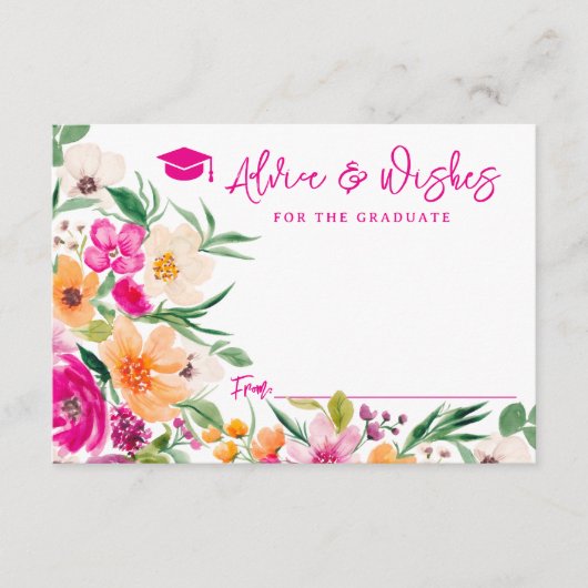 明るい野生の花のアドバイスは卒業を願う エンクロージャーカード (正面)