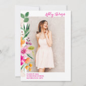 明るい野生の花のスクリプト写真の卒業 招待状 (裏面)