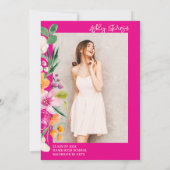 明るい野生の花のスクリプト写真の卒業 招待状 (裏面)