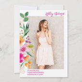 明るい野生の花のスクリプト写真の卒業 案内状 (正面)