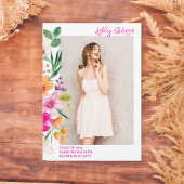 明るい野生の花のスクリプト写真の卒業 案内状