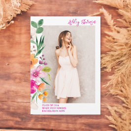 明るい野生の花のスクリプト写真の卒業 案内状