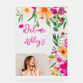 明るい野生の花の写真卒業へようこそ アクリルサイン (正面)