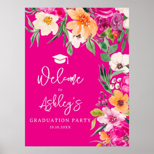 明るい野生の花ピンクの卒業へようこそ ポスター