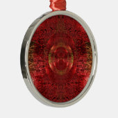 明るい金ゴールドおよびオレンジ3Dパターンは愛を設計します メタルオーナメント (右)