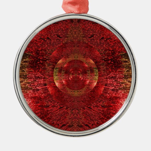 明るい金ゴールドおよびオレンジ3Dパターンは愛を設計します メタルオーナメント (正面)