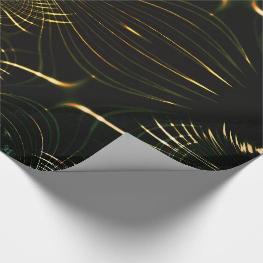 明るい金ゴールドから尖った緑がかった曲線 ラッピングペーパー (角)