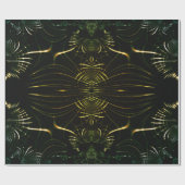 明るい金ゴールドから尖った緑がかった曲線 ラッピングペーパー (フラット)