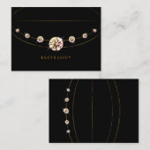 明るい金ゴールドエフェクト黒ときらめくダイヤモンド 名刺 (正面/裏面)