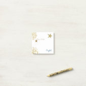 明るい金ゴールドグリッターサファイアが願い事を祝う ポストイット (デスク上)