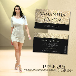 明るい金ゴールドグリッター明るい星ブラッククオリティ 名刺