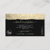 明るい金ゴールドグリッター発光スターとロゴブラック 名刺 (裏面)