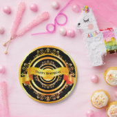 明るい金ゴールドスタイリッシュ装飾ハッピーバースデー ペーパープレート (パーティー)