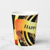 明るい金ゴールドスタイリッシュ装飾ハッピーバースデー 紙コップ (正面)