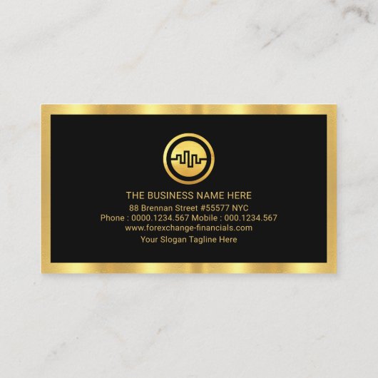 明るい金ゴールドストックグラフフレーム 名刺 (裏面)