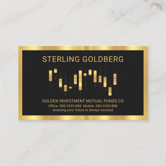 明るい金ゴールドストックグラフフレーム 名刺 (正面)